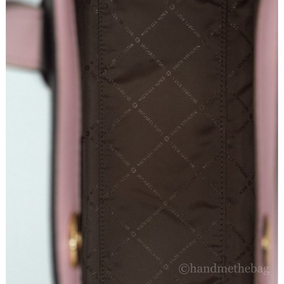 NEW Michael Kors Kenly Large North South Tote Bag Brown Pink Signature Computer - Picture 5 of 9